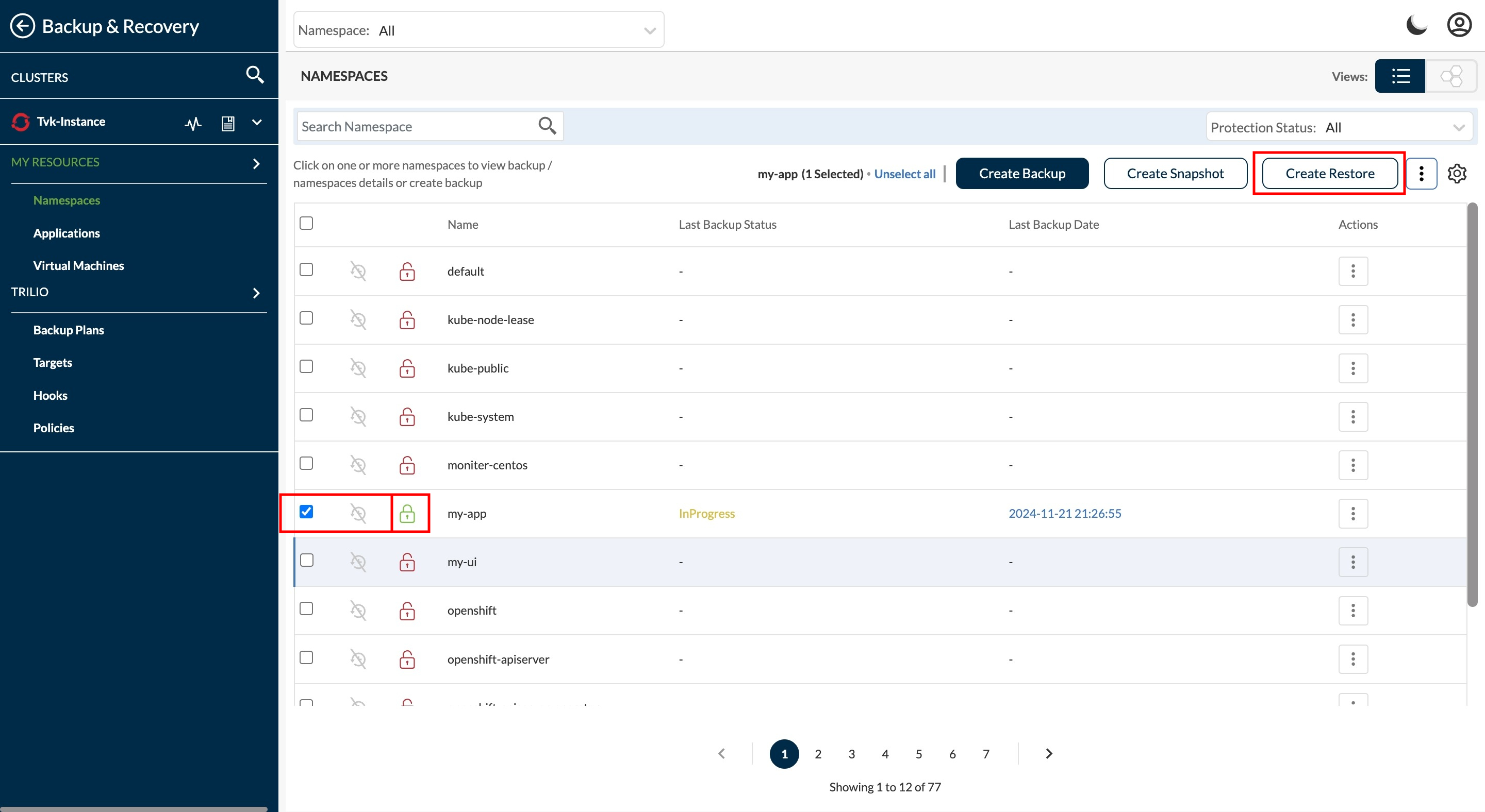 Create Backup options